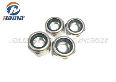 Customized Hex Head Nuts With Nylon Washer Insert Plain Finish Tempering / Hardening
