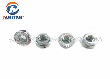 Hex Flange Nuts Carbon Steel , Zinc Plated Serrated Flange Lock Nut For Machinery
