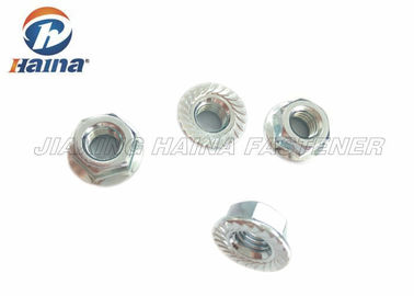 Hex Flange Nuts Carbon Steel , Zinc Plated Serrated Flange Lock Nut For Machinery