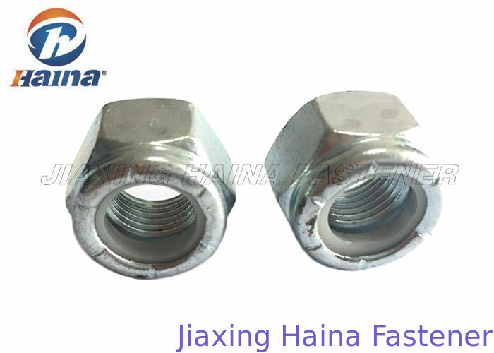 Industry Hex Nylon Insert Lock Nuts Zinc Plated 4.8 Grade With Carbon Steel Material
