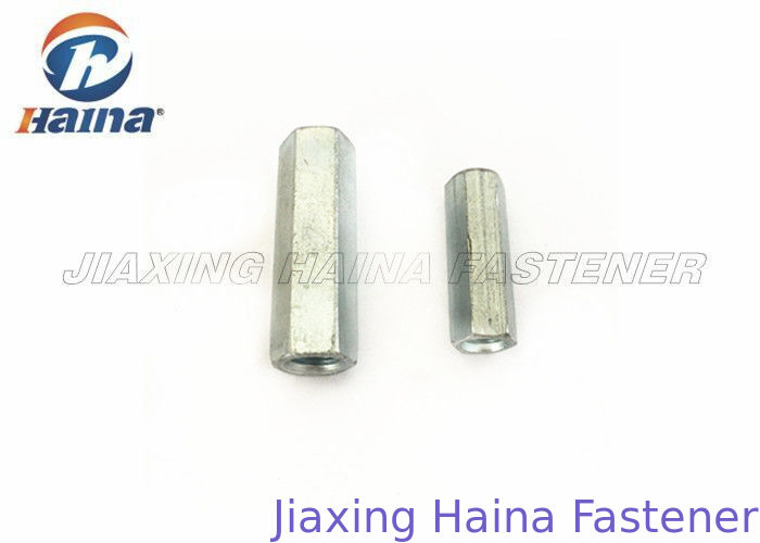 M6 Long Hex Coupling Nut Carbon Steel , Threaded Rod Coupling Nut For Rail Transit
